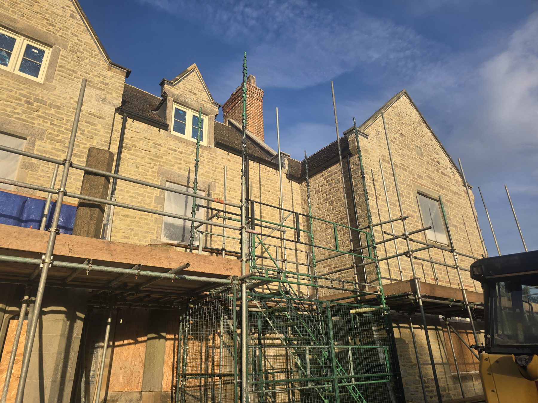 Bay window rebuild in progress, Cleobury Court