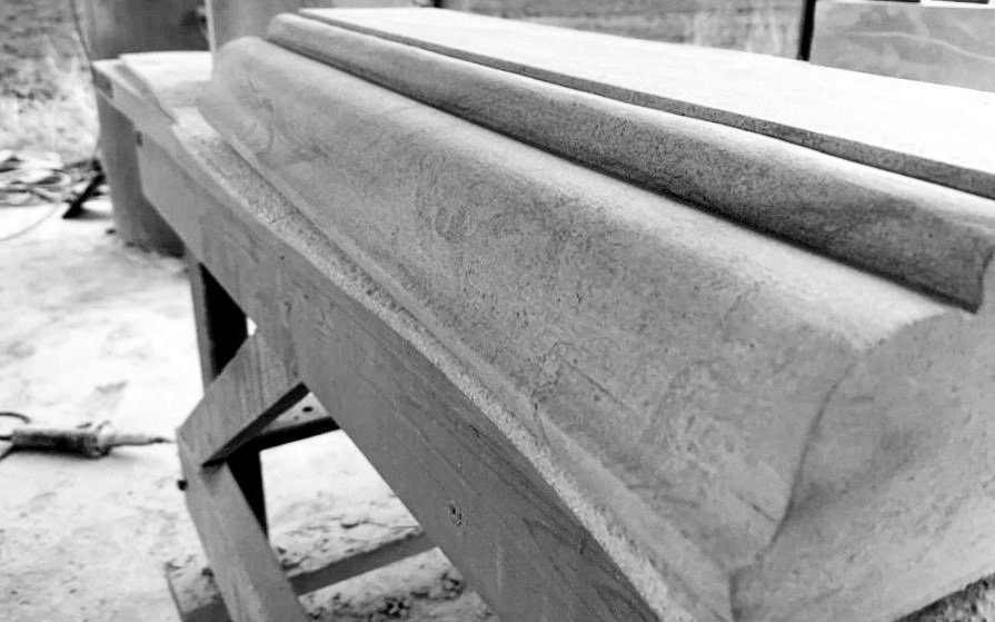 Curved coping stones in the workshop