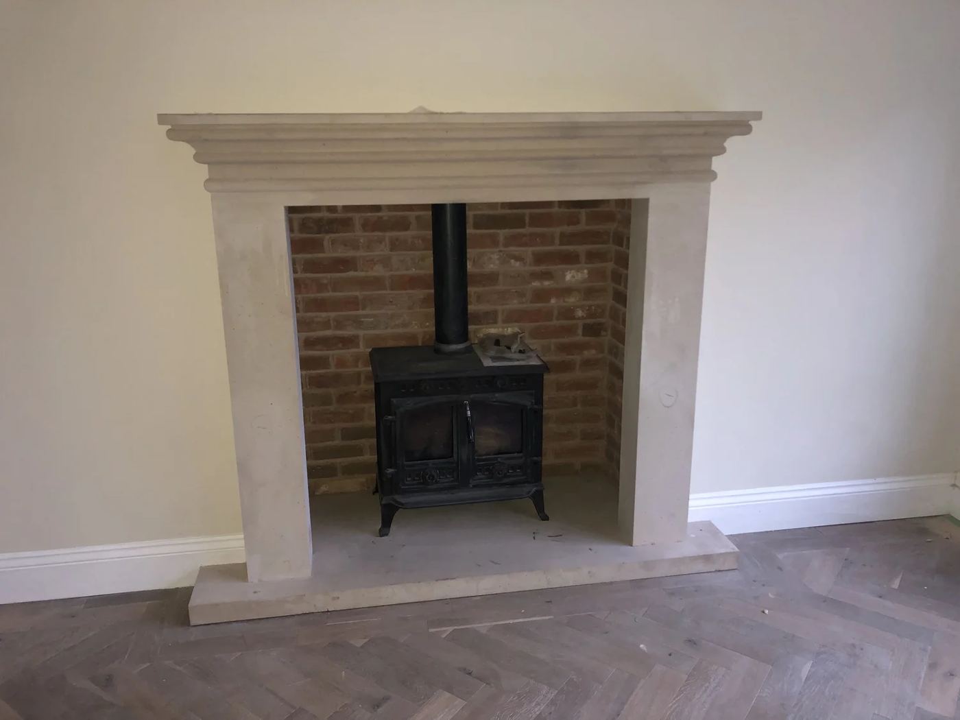 Hand carved fireplace surround