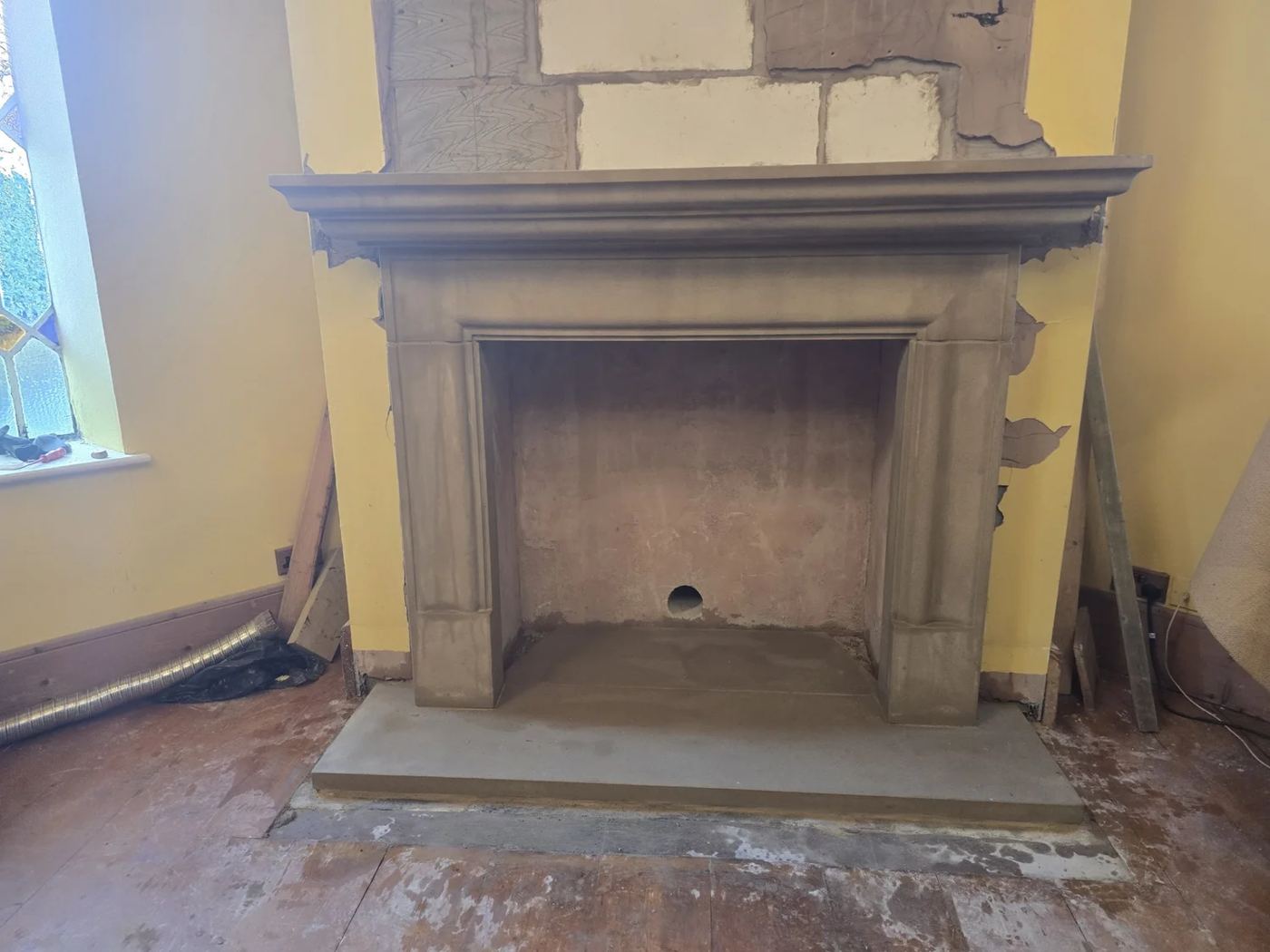 Hand carved fireplace, Wales